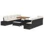 Conjunto de sofá de jardín con cojín 11 pcs Negro y crema
