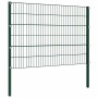 Panel de valla con postes de hierro 1385x120 cm verde