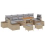 Conjunto de sofá de jardín con cojín 10 pcs Beige y Gris Claro
