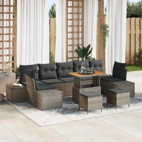 Conjunto de sofá de jardín 10 pcs Gris Claro y Gris Oscuro