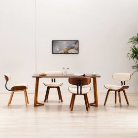 Sillas de comedor 4 unidades madera curvada y cuero sintético Sillas de comedor 4 unidades madera curvada y cuero sintético