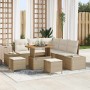 Conjunto de sofá de jardín 8 pcs Beige Poliratán