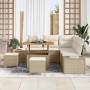 Conjunto de sofá de jardín 8 pcs Beige Poliratán