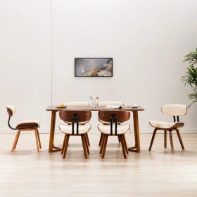 Sillas de comedor 6 unidades madera curvada y cuero sintético