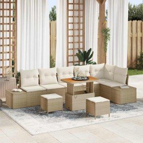 Conjunto de sofá de jardín 9 pcs Beige y Crema 90 x 55 x 71 cm Conjunto de sofá de jardín 9 pcs Beige y Crema 90 x 55 x 71 cm