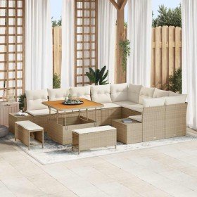 Conjunto de sofá de jardín con cojín 12 pcs Beige y Crema en Sofás de exterior | Comprar online en Foro24