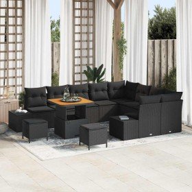 Conjunto de sofá de jardín 12 pcs Negro 80 x 80 x 71 cm Conjunto de sofá de jardín 12 pcs Negro 80 x 80 x 71 cm
