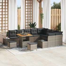 Conjunto de sofá de jardín 12 pcs Gris Claro y Gris Oscuro
