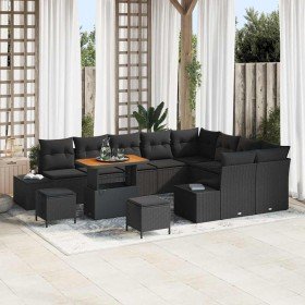 Conjunto de sofá de jardín 12 pcs Negro 90 x 55 x 71 cm