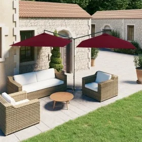 Double parasol with burgundy red steel pole 600x300 cm by vidaXL, Umbrellas - Ref: Foro24-312558, Price: 162,96 €, Discount: %