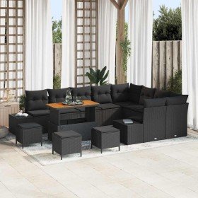 Conjunto de sofá de jardín 12 pcs Negro 110 x 55 x 71 cm