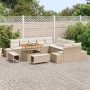Conjunto de sofá de jardín con cojín 13 pcs Beige y Crema
