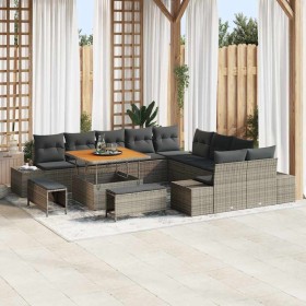 Conjunto de sofá de jardín 13 pcs Gris Claro y Gris Oscuro