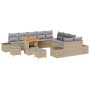 Conjunto de sofá de jardín con cojín 13 pcs Beige y Gris Claro