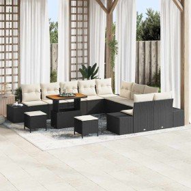 Conjunto de sofá de jardín 13 pcs Negro y crema 90 x 55 x 71 cm Conjunto de sofá de jardín 13 pcs Negro y crema 90 x 55 x 71 cm