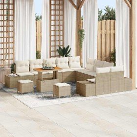 Conjunto de sofá de jardín 13 pcs Beige y Crema 90 x 55 x 71 cm