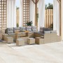 Conjunto de sofá de jardín con cojín 13 pcs Beige y Gris Claro