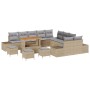 Conjunto de sofá de jardín con cojín 13 pcs Beige y Gris Claro