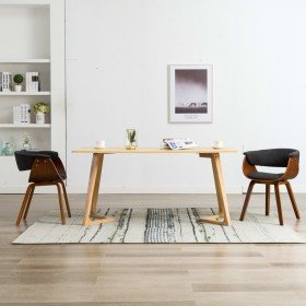 Sillas de comedor 2 unidades madera curvada y tela gris Sillas de comedor 2 unidades madera curvada y tela gris