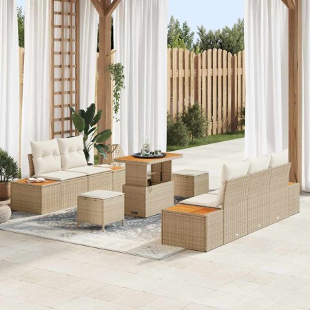 Conjunto de sofá de jardín 8 pcs Beige y Crema 90 x 55 x 71 cm