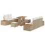 Conjunto de sofá de jardín 8 pcs Beige y Crema 90 x 55 x 71 cm