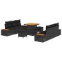 Conjunto de sofá de jardín 9 pcs Negro 80 x 80 x 71 cm