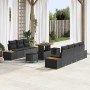 Conjunto de sofá de jardín con cojín con almohada 10 pcs Negro en Sofás de exterior | Comprar online en Foro24