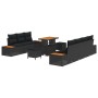 Conjunto de sofá de jardín 10 pcs Negro 90 x 55 x 71 cm