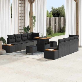 Conjunto de sofá de jardín 11 pcs Negro 80 x 80 x 71 cm