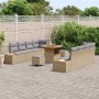 Conjunto de sofá de jardín con cojín 11 pcs Beige y Gris Claro