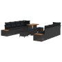 Conjunto de sofá de jardín 11 pcs Negro 90 x 55 x 71 cm