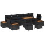 Conjunto de sofá de jardín 10 pcs Negro 90 x 55 x 71 cm