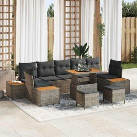 Conjunto de sofá de jardín 10 pcs Gris Claro y Gris Oscuro