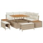Conjunto de sofá de jardín con cojín 8 pcs Beige Poliratán