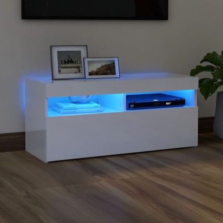 TV-Schrank mit strahlend weißen LED-Leuchten 90x35x40 cm von vidaXL, TV-Möbel - Ref: Foro24-804388, Preis: 74,96 €, Rabatt: %