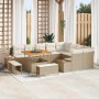 Conjunto de sofá de jardín con cojín 12 pcs Beige Poliratán