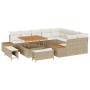 Conjunto de sofá de jardín con cojín 12 pcs Beige Poliratán