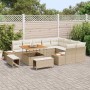 Conjunto de sofá de jardín con cojín 12 pcs Beige Poliratán
