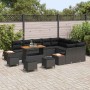 Conjunto de sofá de jardín con cojín 13 pcs Negro Poliratán