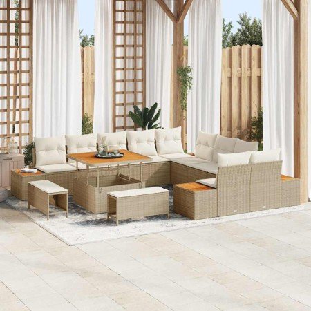 Conjunto de sofá de jardín con cojín Beige Poliratán en Sofás de exterior | Comprar online en Foro24