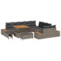 Conjunto de sofá de jardín con cojín 13 pcs Gris Poliratán