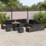Conjunto de sofá de jardín con cojín 13 pcs Negro Poliratán