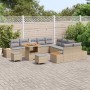 Conjunto de sofá de jardín con cojín 13 pcs Beige Poliratán