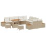 Conjunto de sofá de jardín con cojín 13 pcs Beige Poliratán