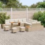 Conjunto de sofá de jardín con cojín 14 pcs Beige Poliratán