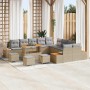 Conjunto de sofá de jardín con cojín 14 pcs Beige Poliratán