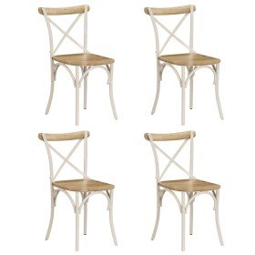 Sillas con respaldo cruzado 4 uds madera maciza de mango blanco Sillas con respaldo cruzado 4 uds madera maciza de mango blanco