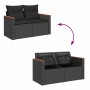 Conjunto de sofá de jardín con cojín 8 pcs Negro Poliratán