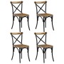Sillas con respaldo cruzado 4 uds madera maciza de mango negro