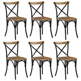 Sillas con respaldo cruzado 6 uds madera maciza de mango negro Sillas con respaldo cruzado 6 uds madera maciza de mango negro